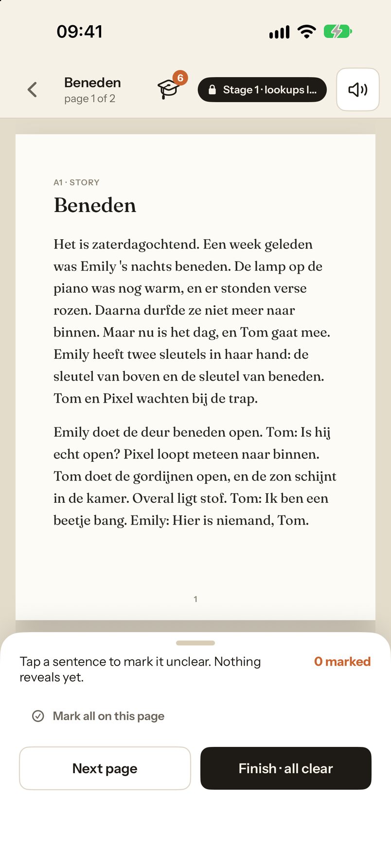 Reading a chapter in Dutch