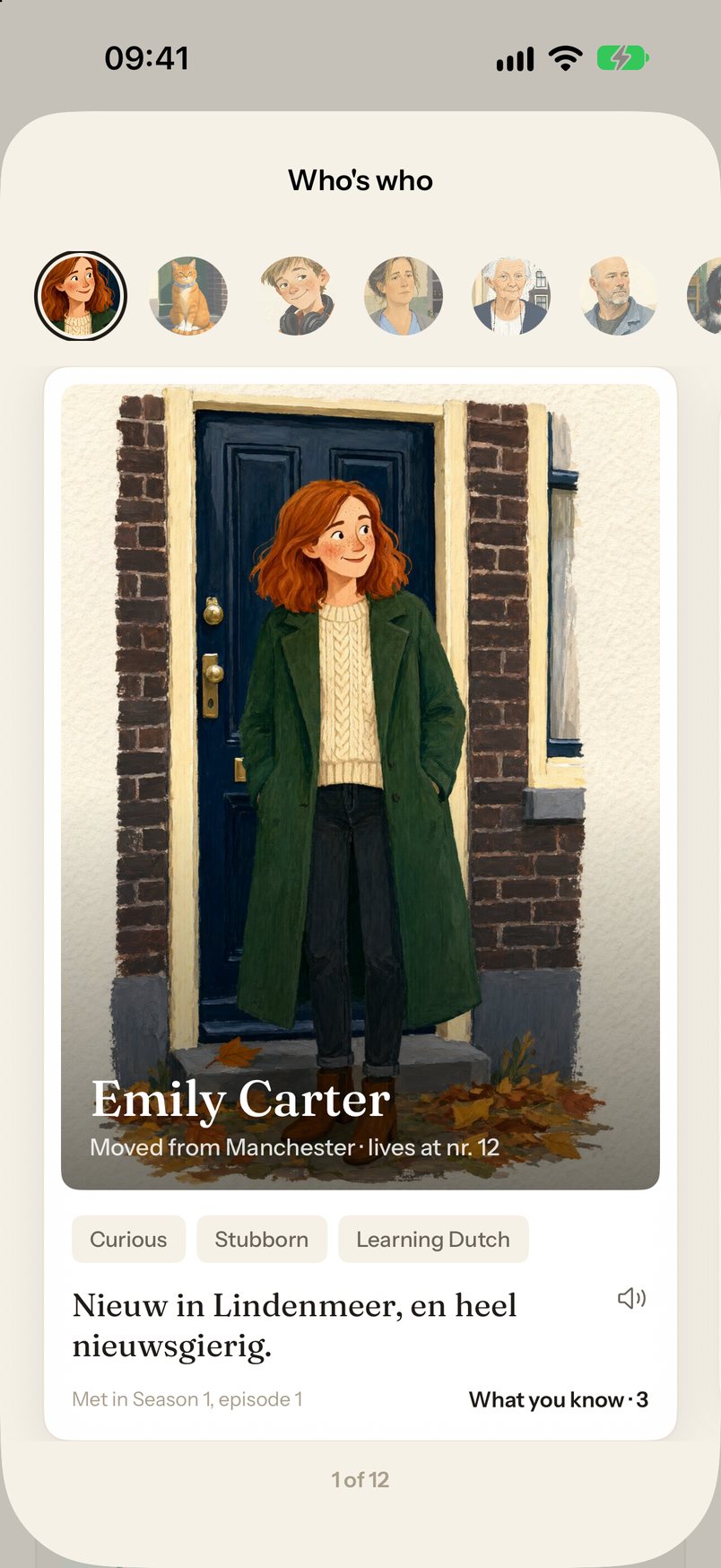 Emily's card in Who's who